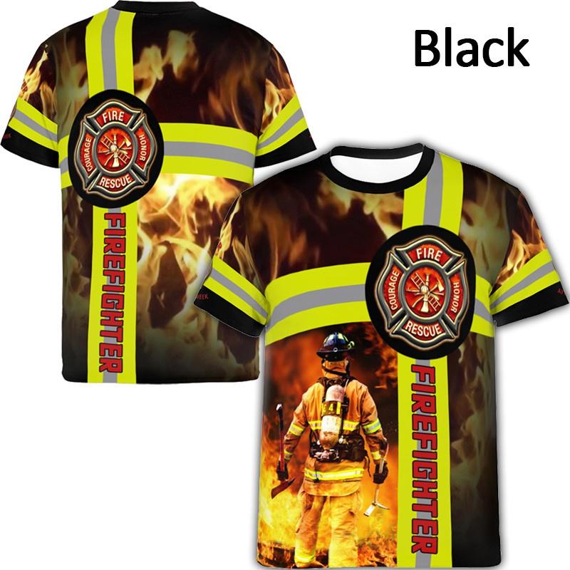 FireFighter Firemen Hero Tričko s 3D tiskem Módní Cool Kulatý výstřih Krátký rukáv Muži a ženy Neformální trička