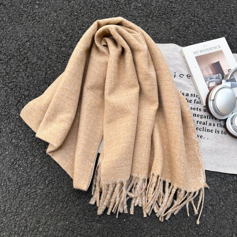 New Solid Color Scarf Couple Winter Shawl Dual-purpose Warm Long Thickened Fringed Scarf
