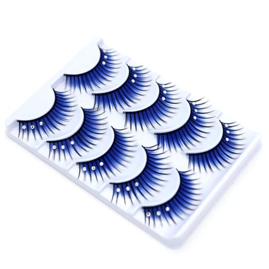 5 Pairs Dual Colors Glitter Rhinestones Artificial Eyelashes Party Makeup Tool