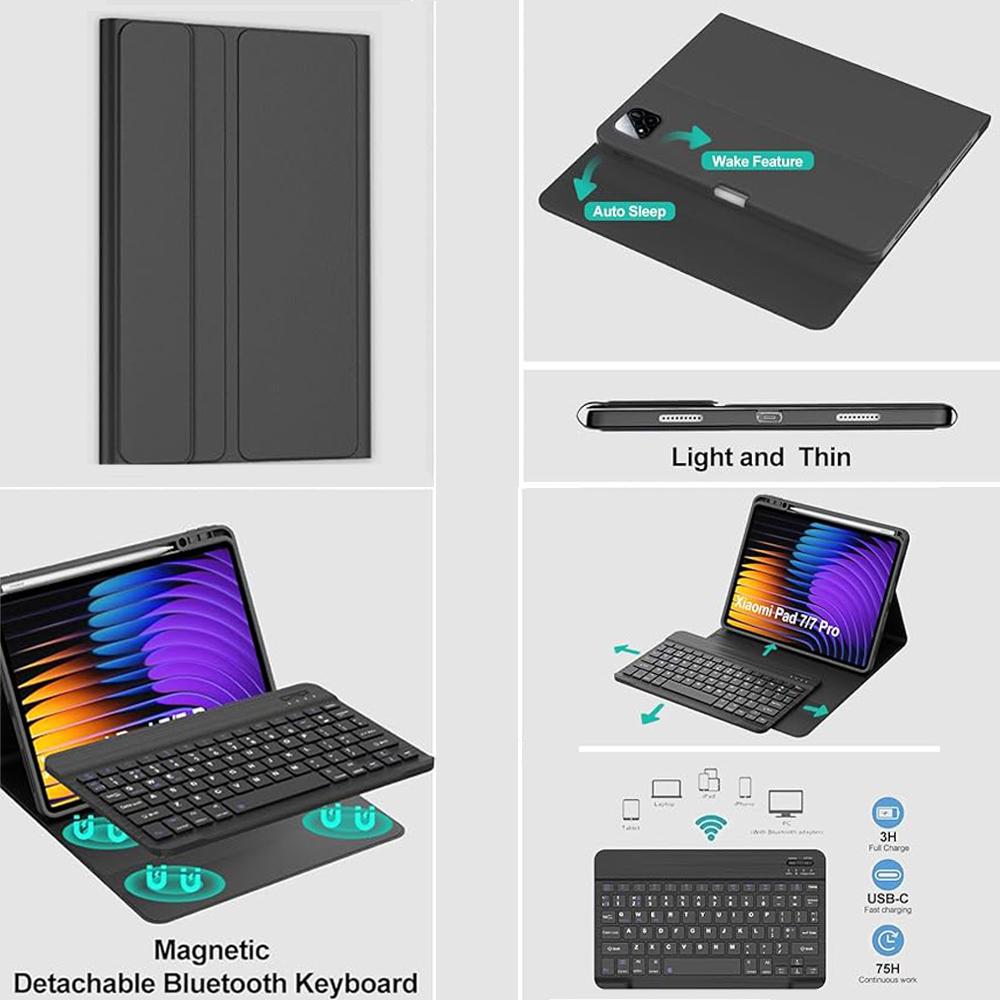 Capa para Pad 7 11,2 polegadas, Capa com teclado Bluetooth para Pad 7 Pro 11,2 polegadas
