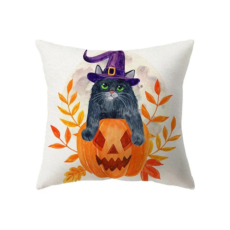Halloween Theme Horror Pumpkin Print Pattern Cushion Cover Home Living Room Sofa Decoration Polyester Pillow