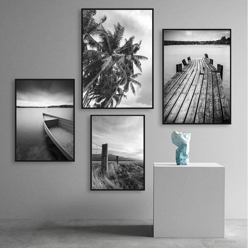 Bridge Poster Black And White Wall Art Print Nordic Wall Poster Landscape Modern Minimalist Wall Pictures For Living Room HD0091