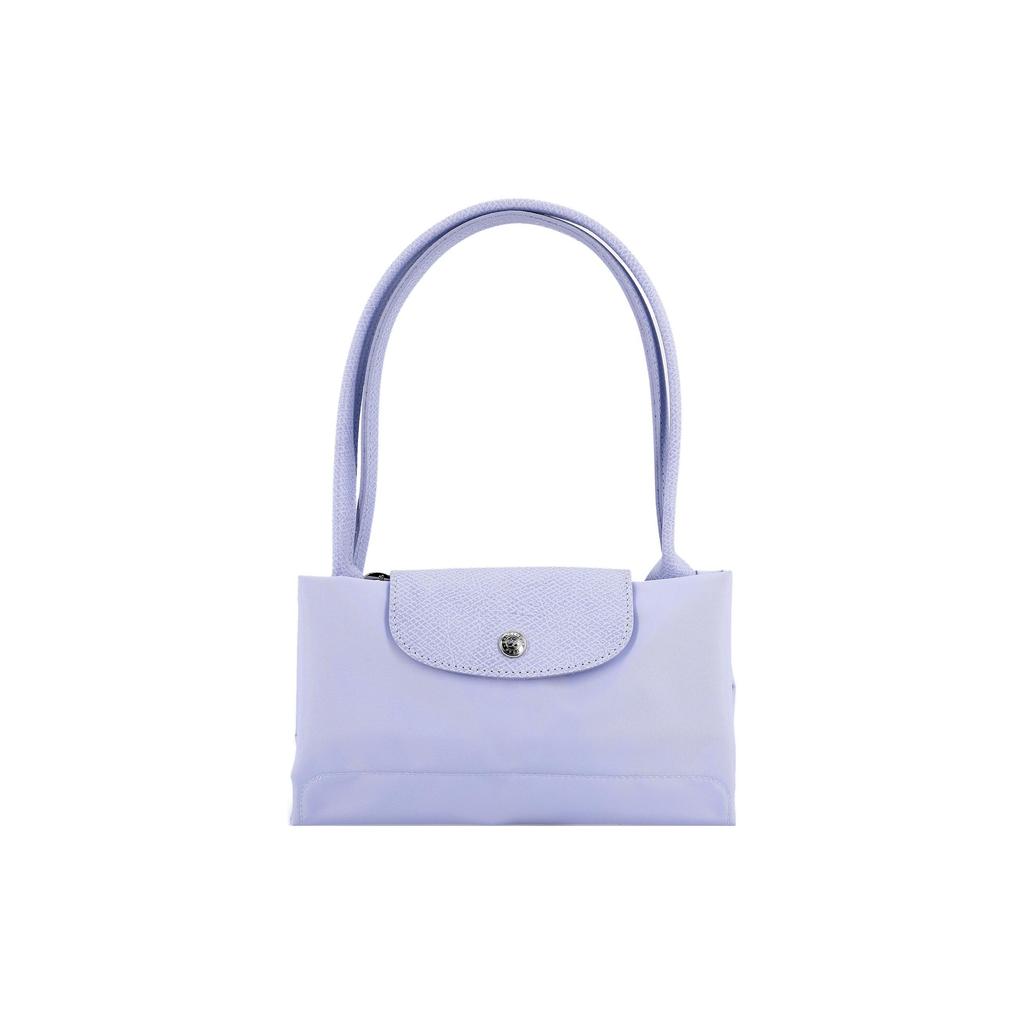 Longchamp Le Pliage Green Snap Zipper Closure Canvas And Leather Tote Bag Women tote bags Sky-Blue 2605919P79