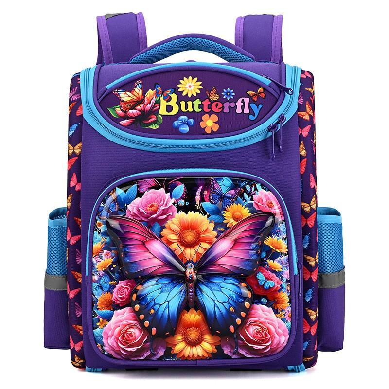 Kids School Backpack Grades 1-2 3D Hardshell Cartoon Design Lightweight Oxford Fabric With Reflective Safety Stripes