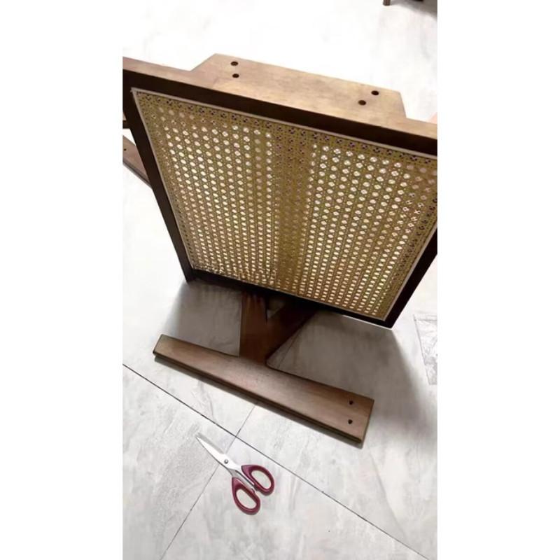 Mid-Century Rattan Chairs Living Room & Kitchen Wooden Chair with Hand-Woven Rattan Backres Home Leisure Chair