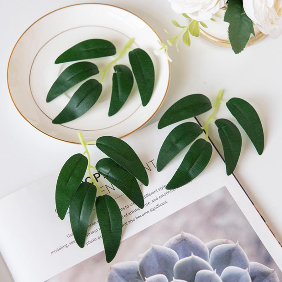 50Pcs Artificial Plant Green Silk Flowers Willow Leaves Spring and summer Diy gift Decor Home Wedding bride bouquet Accessories