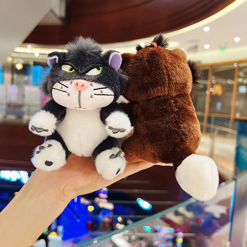 Non-Toxic Funny Lucifer Cat Keychain Plush Pendant Creative Cross-Eyed Kitten Bag Pendant Doll Small Doll 12Cm