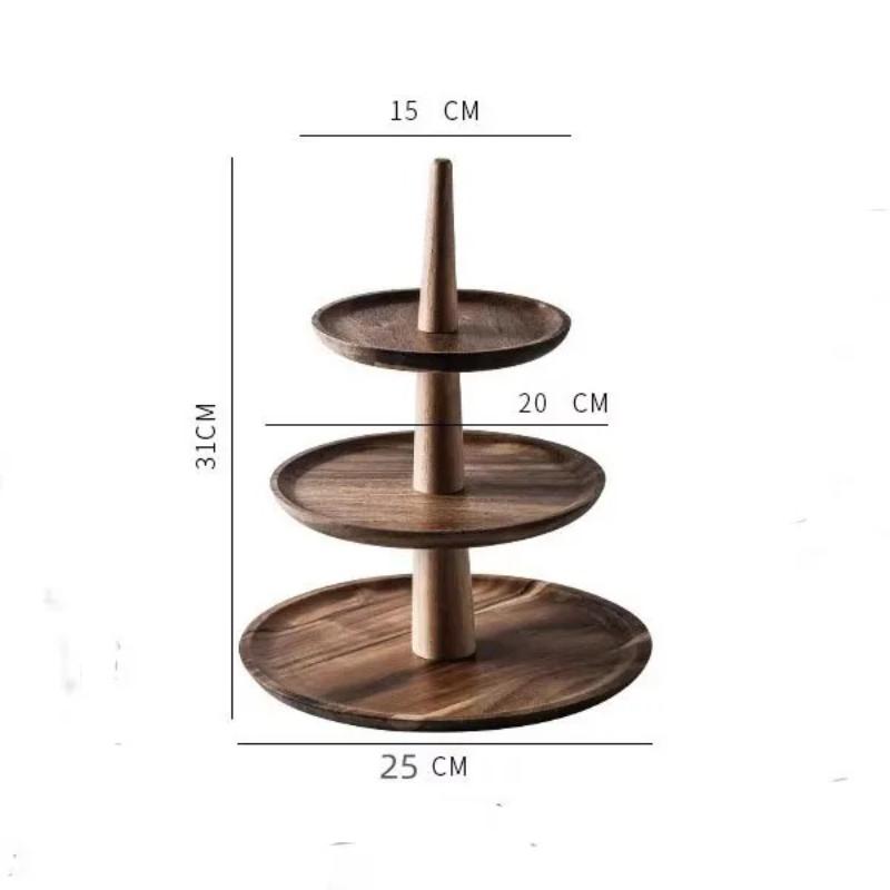1pcs Wooden Cake Stand 3 floors Tall Tray Cake Display Tray Fruit Plate Tableware Dinner Stands Dessert Restaurant Buffet Plate