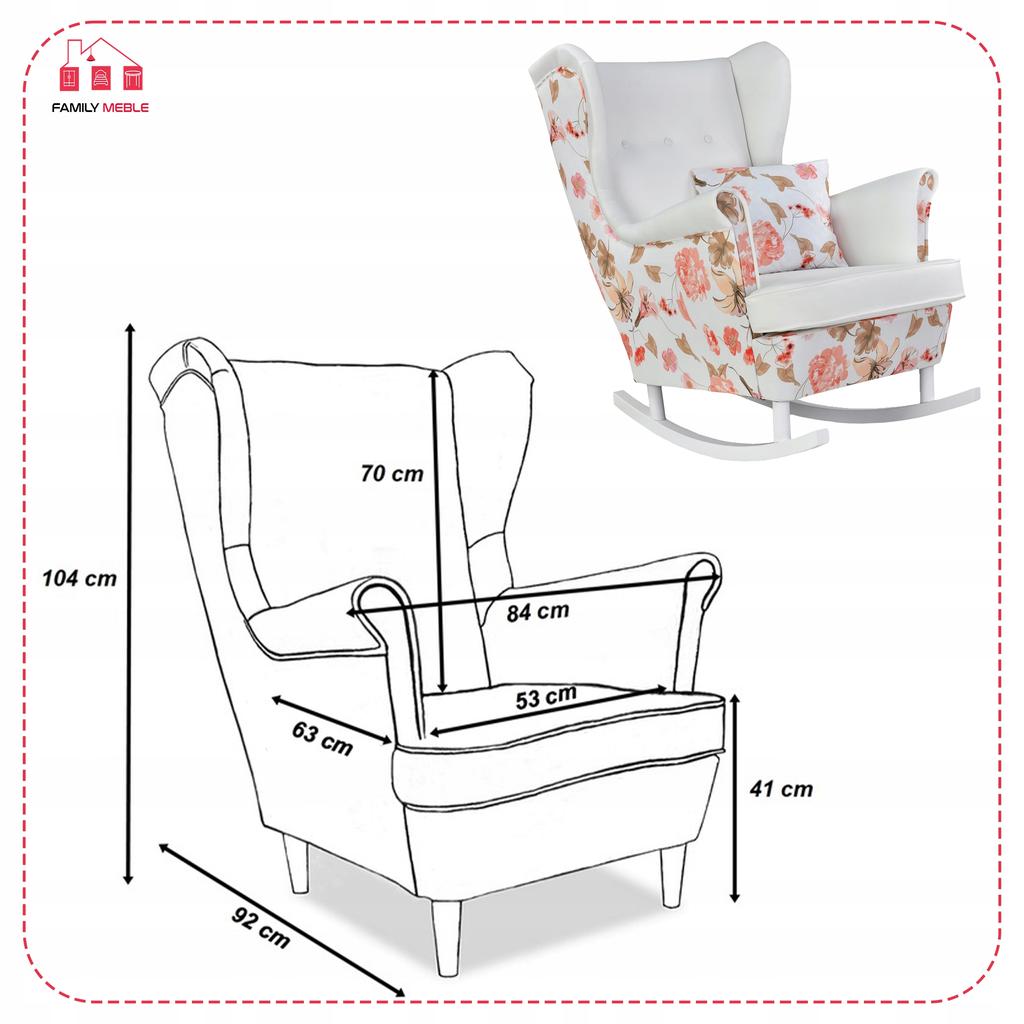 Fotel uszak Ari Print Duo bujany skandynawski Family Meble biały kwiat