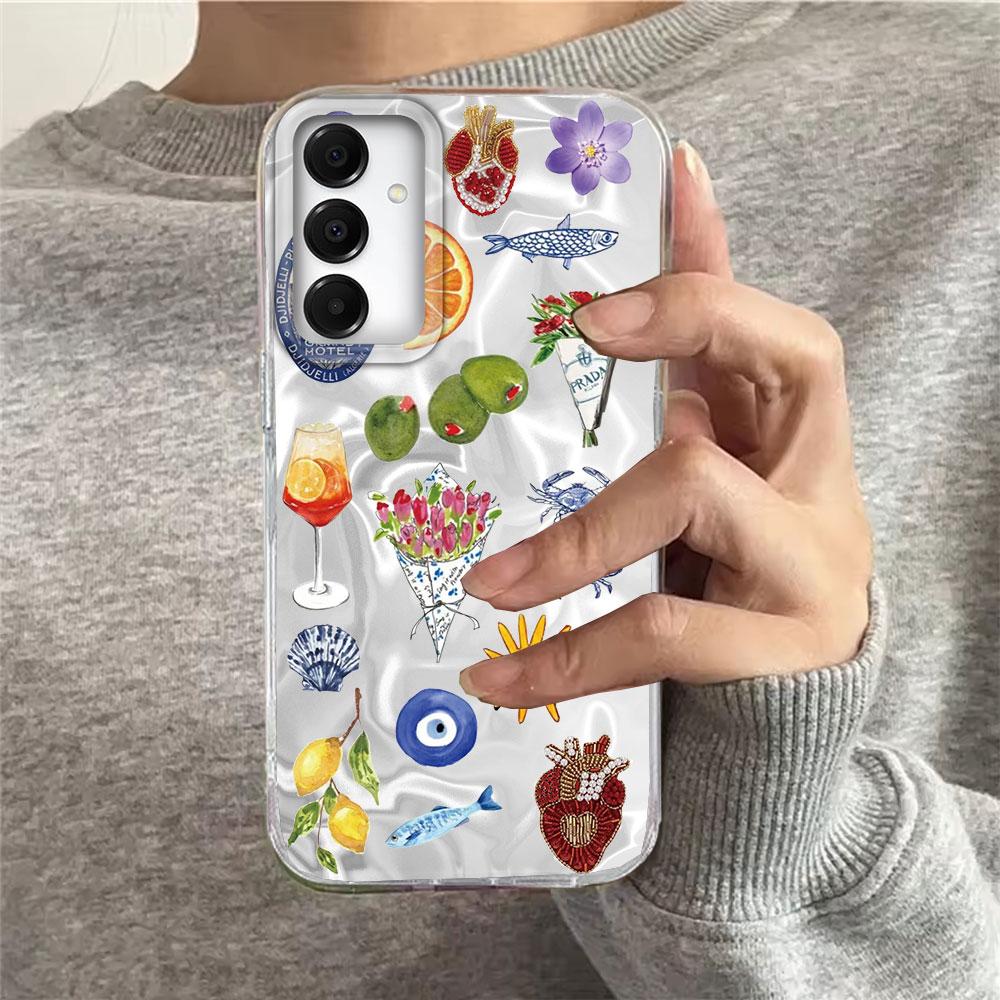 Seaside Scenery Wine Lemon Phone Case for Samsung Galaxy A55 A07 A17 A56 A36 A26 A16 A53 A06 A14 A24 A34 A54 A15 A25 A35 Cover