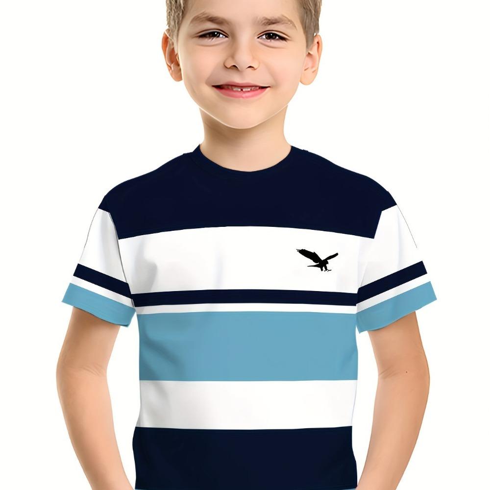 Boys  T-shirt Striped Simple Fashion Short Sleeve T-shirt 140