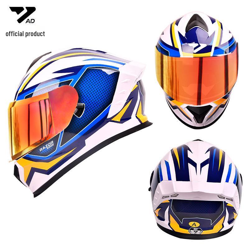 Cross-border DOT Certified Full Face Motorcycle Helmet for Men and Women, Trendy Four Seasons Riding Gear