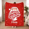 Personalized Custom Name Merry Christmas Blanket, Funny Santa Christmas Throw, Custom Cozy Xmas Gift for Loved Ones