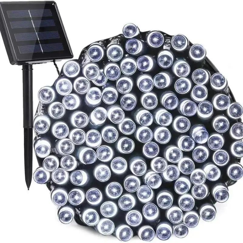 

Гирлянда на солнечных батареях, гирлянда из 100/200 светодиодов, 8 режимов, уличный садовый светильник для рождественской свадебной вечеринки, гирлянда, декор 7M50Leds белый