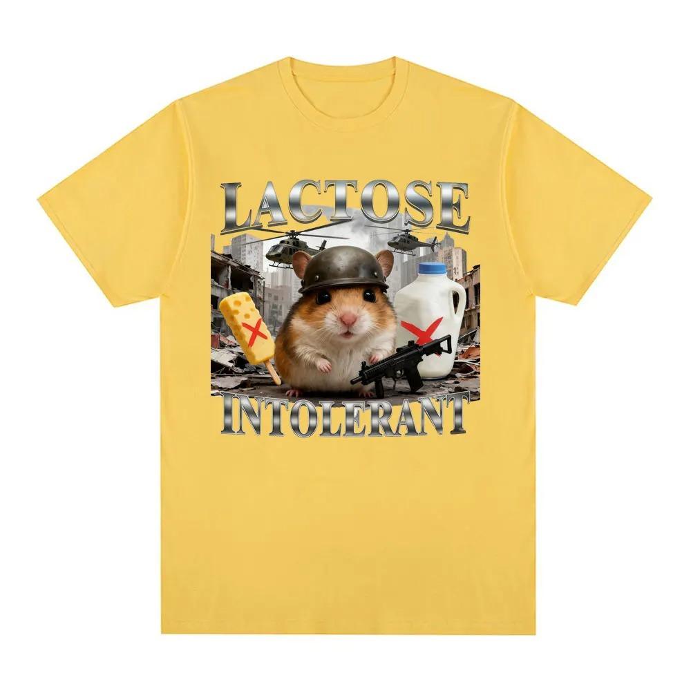 

Lactose Intolerant Tactical Hamster No Cheese No Milk Meme Graphic Oversized T-Shirt | Funny Internet Meme Streetwear Tee XXXL коричневий