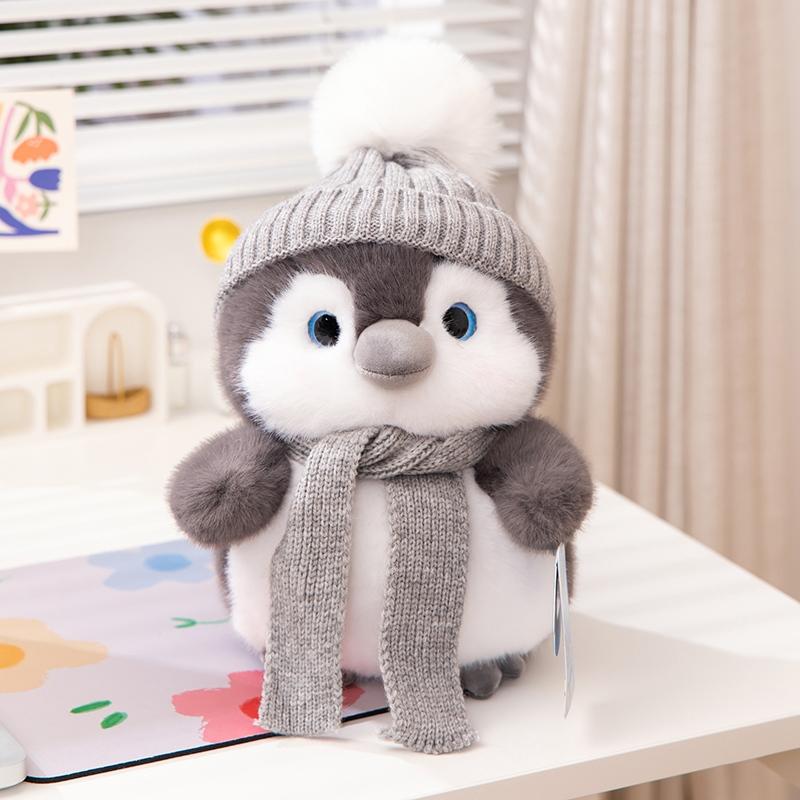 Non-Toxic Soft Stuffed Couple Penguin Plush Toy Cute Penguin With Hat And Scarf Doll Pillow Home Decoration New Year Birthday Gift 20cm