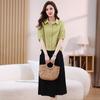 2025 Summer Plus Size Two-Piece: Skirt & Shirt Collar Top - Casual, Loose, Age-Reducing for Women