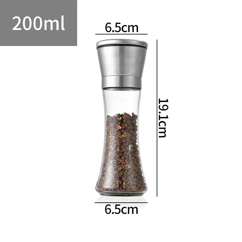 Stainless Steel Mill Pepper/Salt/Spice Grinder Kitchen Supplies Spices Glass Storage Container Pepper Mill Kitchen Gadgets Tools