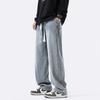 Retro straight jeans men's spring and summer thin loose casual wide-leg trousers American trendy brand boys high street pants