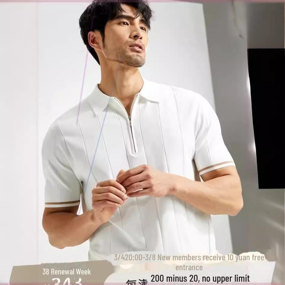 New Arrival Men's Summer Ice Silk Breathable Anti-Wrinkle Light Business Casual Lapel Short-Sleeve Polo Shirt