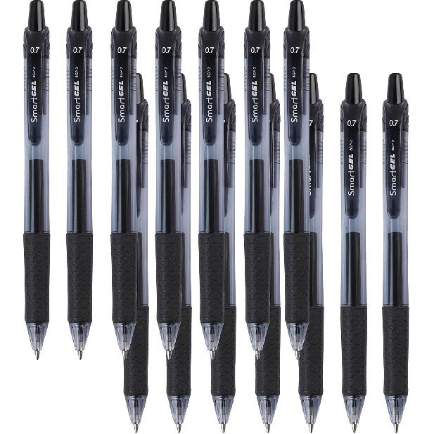 30 Pack Black Gel Pens, Retractable Medium Point Gel Ink Pens Smooth Writing for School Office Home, Comfort Grip(15 Pens with 15 Refills)