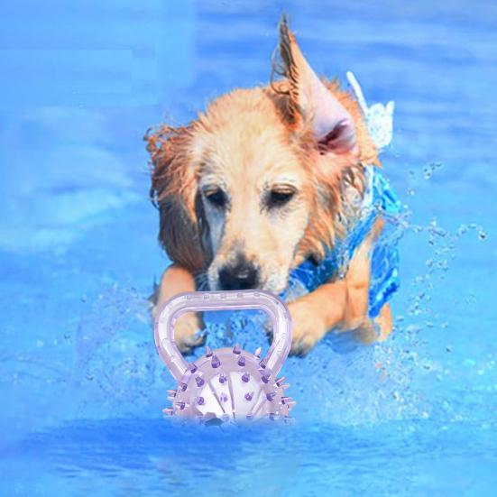 Dog Calming Ball Squeaky Rubber Chew Toy Interactive Spiky Ball with Handle Toss