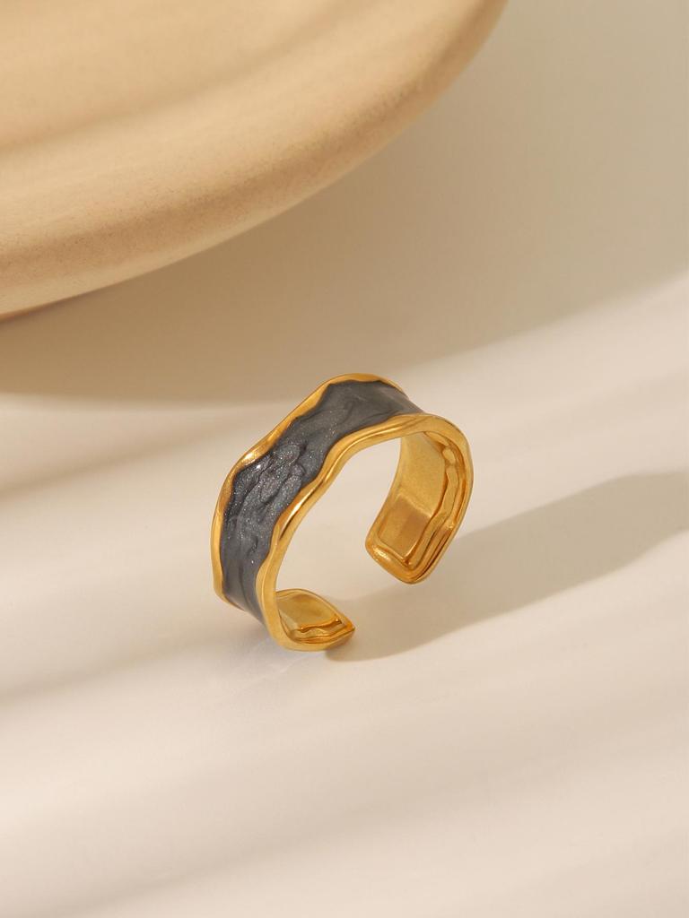 High-End Adjustable Retro Stainless Steel Drip Oil Ring with Irregular Edge