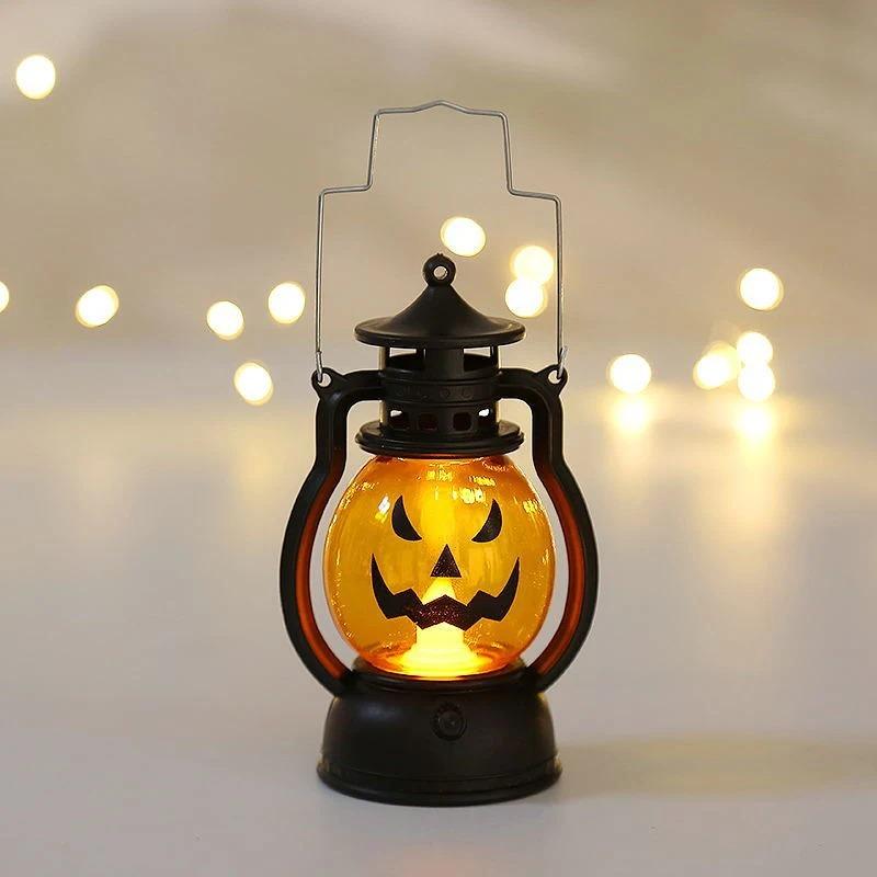 For Vintage LED Pumpkin Light Halloween Handheld Lantern Outdoor Decor for Camping Garden Haunted House Yard Table Lamp Supplies