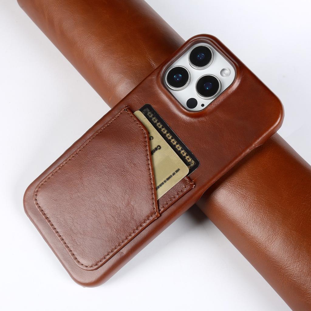 Premium Card Slot Genuine Leather Case For Iphone 16 Pro Max Cases 15 13pro 14pro 12 11 Aesthetic Vintage Phone Back Cover Coque