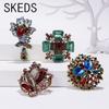 SKEDS Luxury Full Crystal Baroque Brooches Pins For Women Fashion Rhinestone Classic Big Badges Vintage Lady Party Banquet Pin