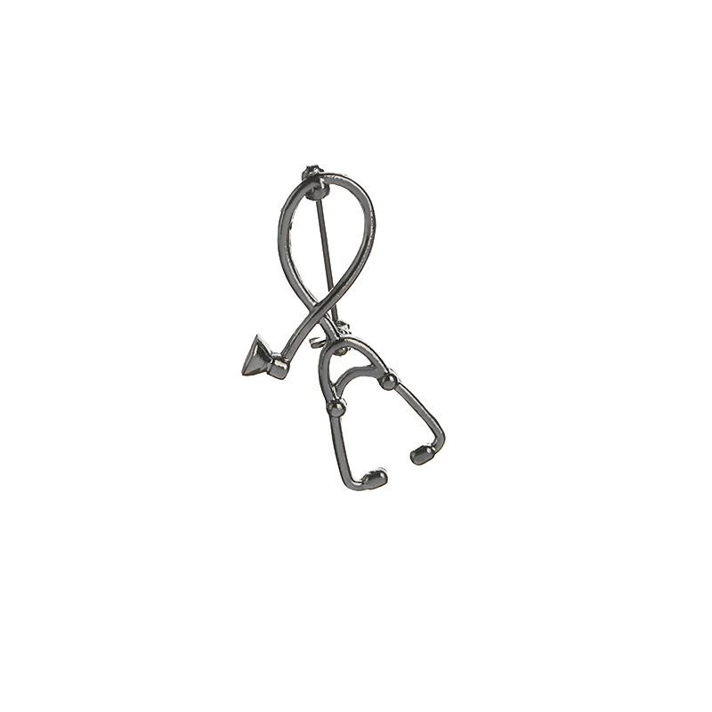 Creative European & American Doctor Who Stethoscope Brooch - Fashionable Gold & Silver Pin for Clothing Accessories.