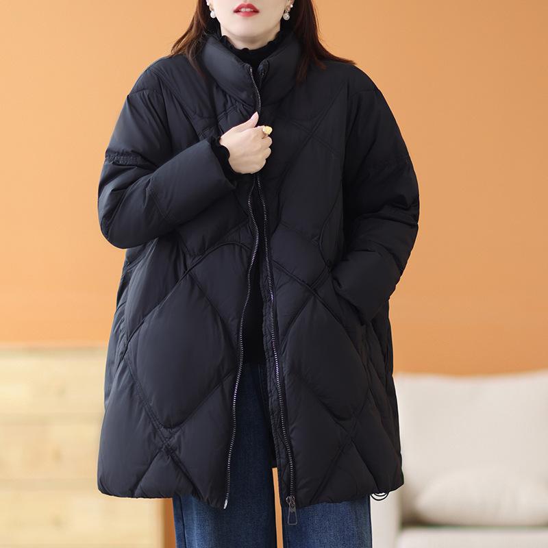 

Женская осенне-зимняя высококачественная пуховая куртка с воротником-стойкой, белое пальто большого размера на утином пуху L