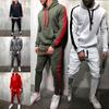 Mens Running Tracksuit Set With Hooded Jacket And Adjustable Waistline Pants For Activewear