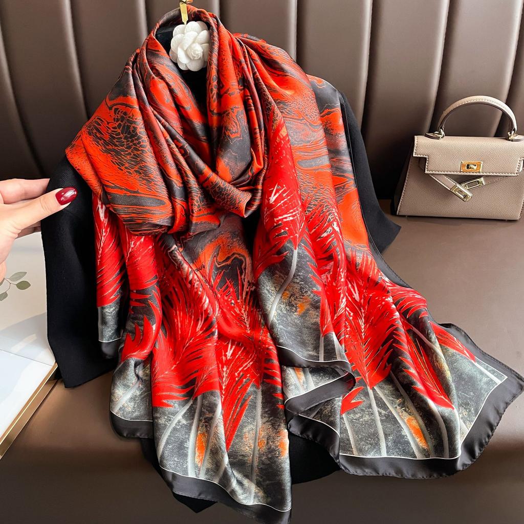Spring and autumn sarong Li Jin satin thin section printing scarf female new Korean version of the hundred simulation silk shawl long scarf