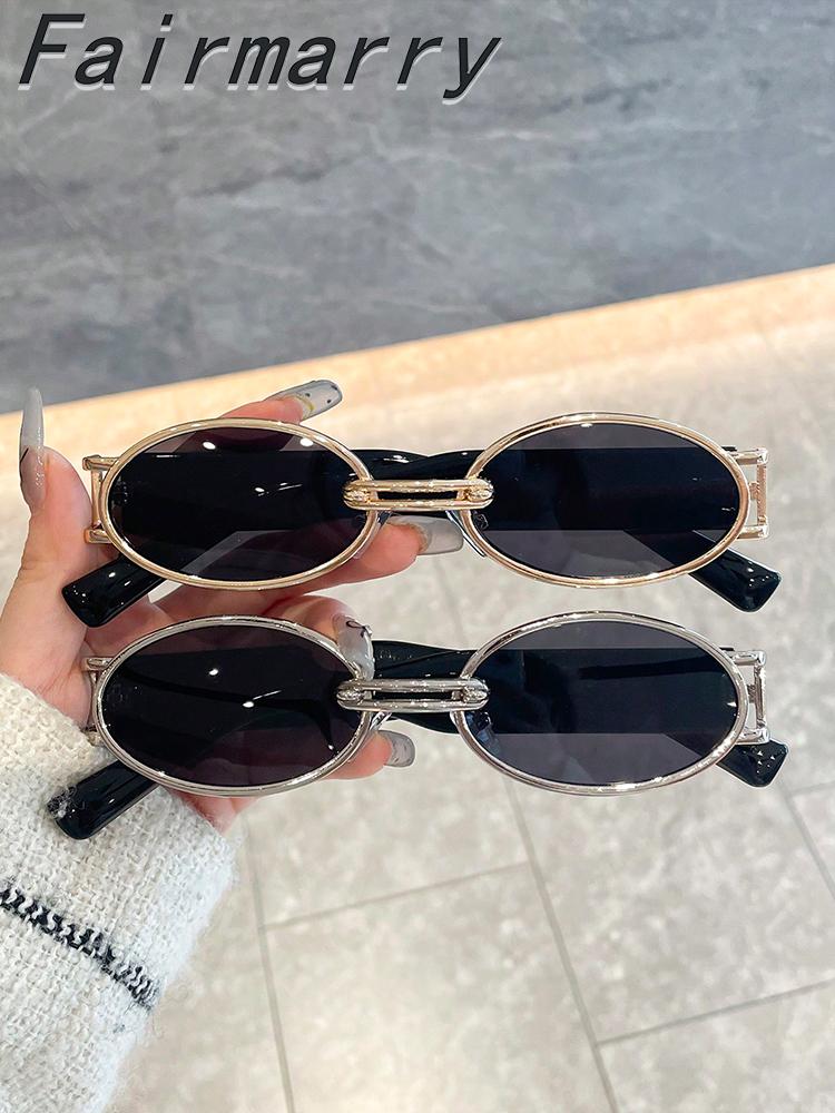 

2 шт. винтажных уличных солнцезащитных очков в овальной металлической оправе в стиле панк, модные очки для повседневной жизни на открытом воздухе, путешествий, одежды, аксессуаров.