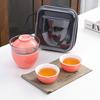 Japanese Minimalist Express Cup Outdoor Pot Three Cups Ceramic Tea Separation Glass Portable Travel Tea Set