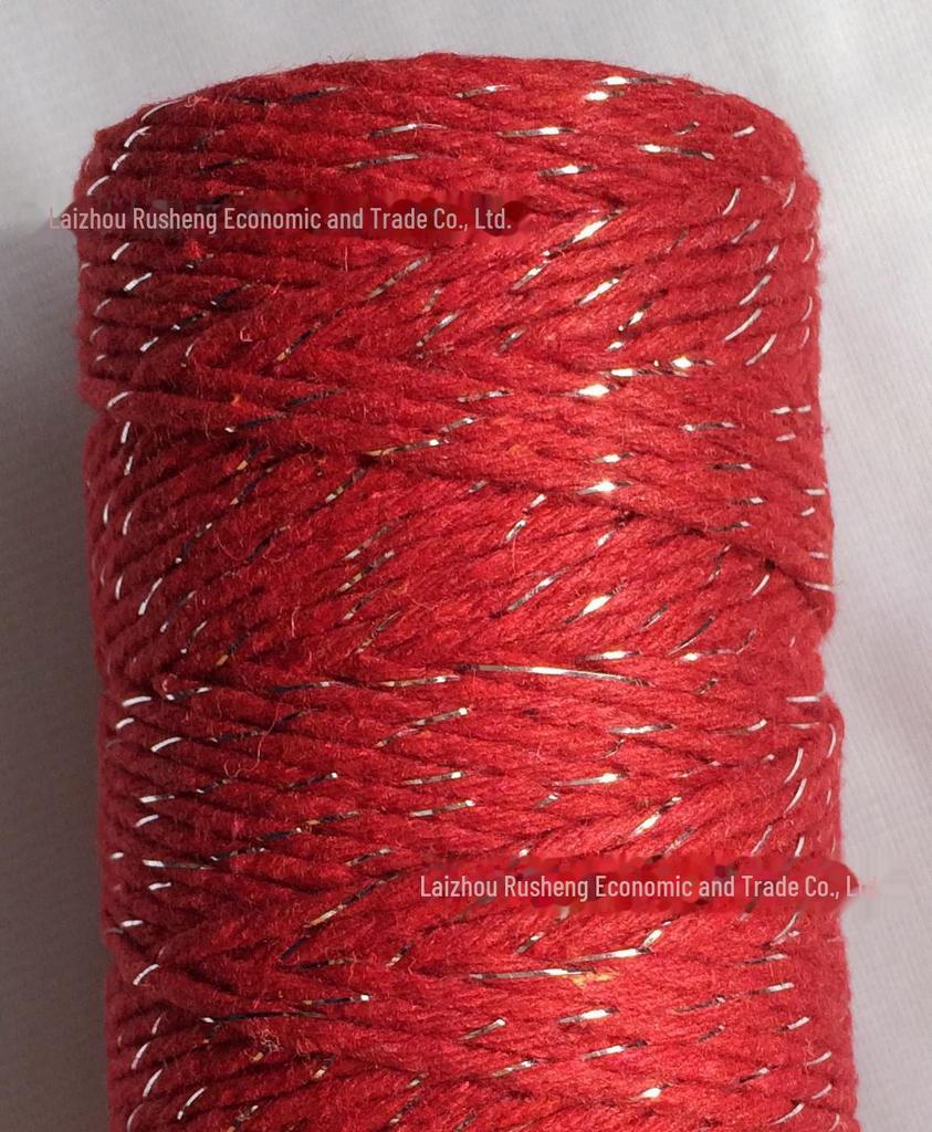 Gold, Silver & Copper Cotton Rope with Gold Thread and Multi-colored Cotton Rope - 100m.