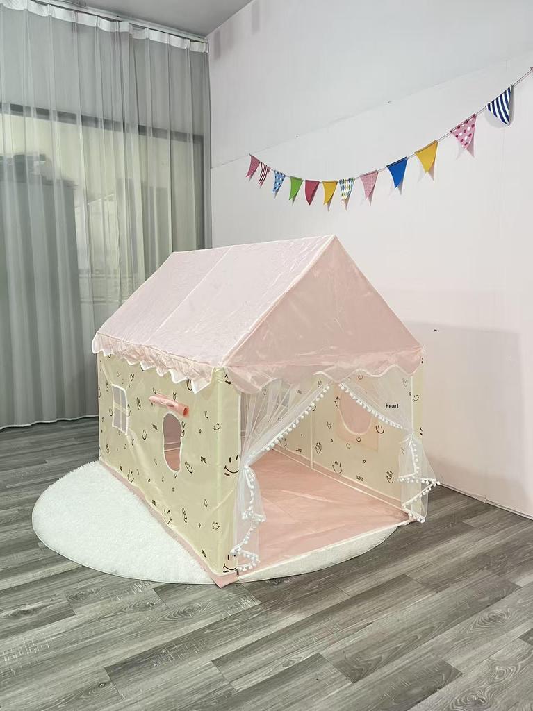 Indoor Children's Princess Castle Play Tent with Smiley Face Design