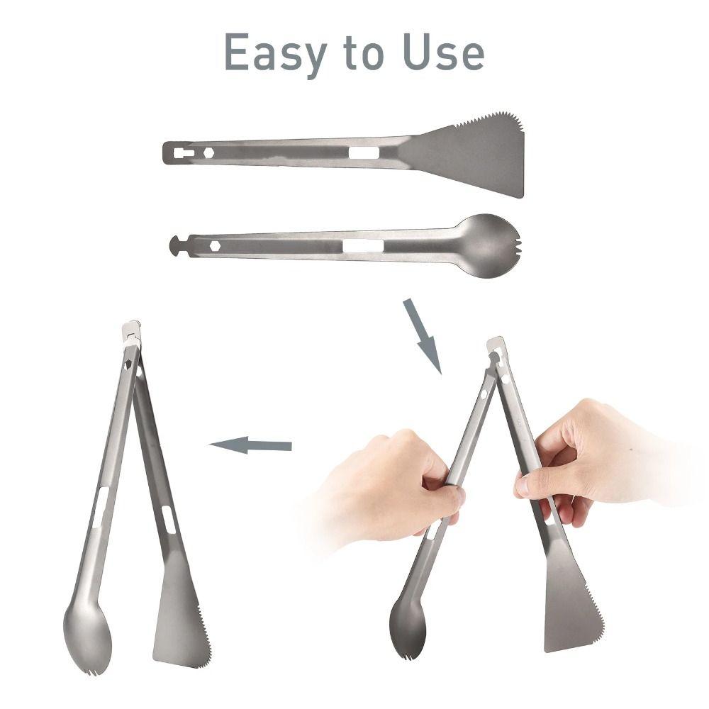 Titanium Camping Cooking Utensils Composable Outdoor Cooking Serving Tongs  Outdoor Cooking