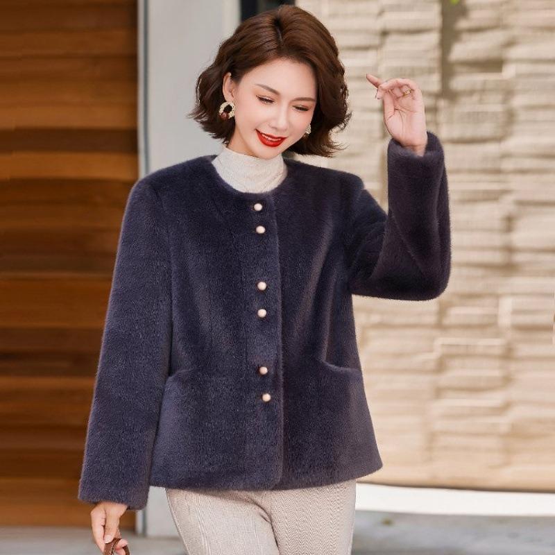 Women's new dopamine new short mink fur integrated jacket with fleece and thicker temperament women