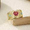 Unique Design Hollow Pattern Heart-shaped Inlaid Zircon Ring, Women's Fashionable Classic Holiday Accessory Jewelry