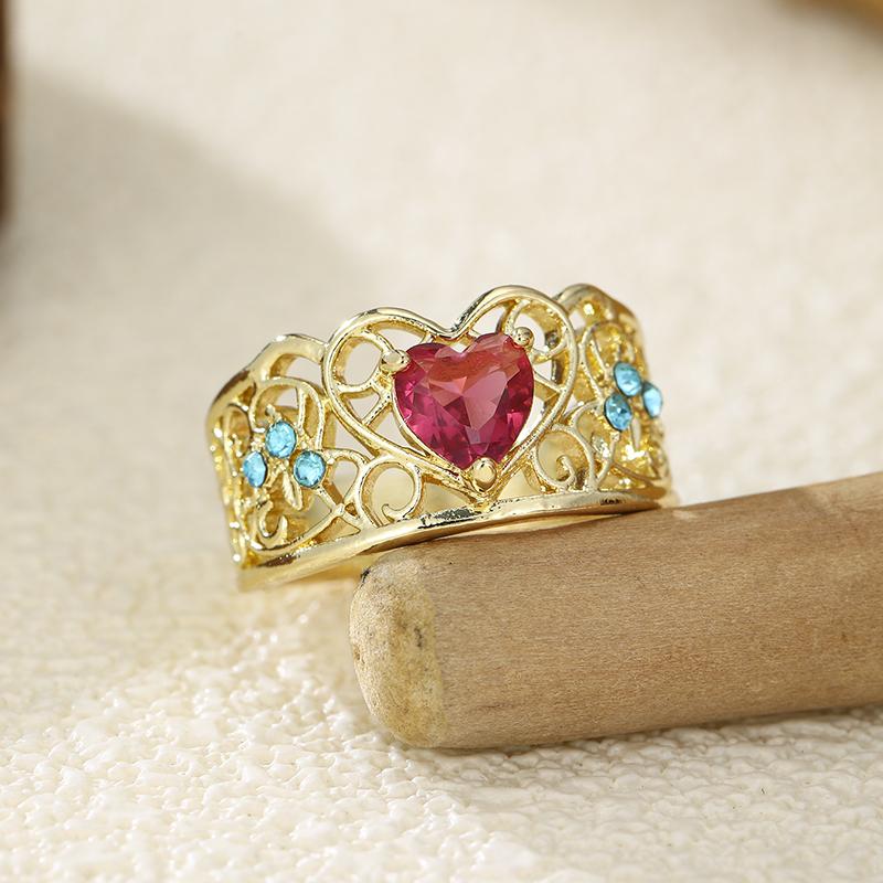 Unique Design Hollow Pattern Heart-shaped Inlaid Zircon Ring, Women's Fashionable Classic Holiday Accessory Jewelry