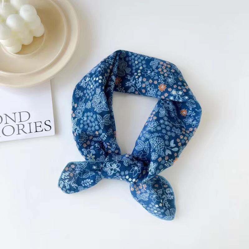Fashion Bandana Cotton Head Scarf For Women Small Hijab Floral Print Handkerchief Hair Scarfs 55cm Square Headbands Neck Scarves