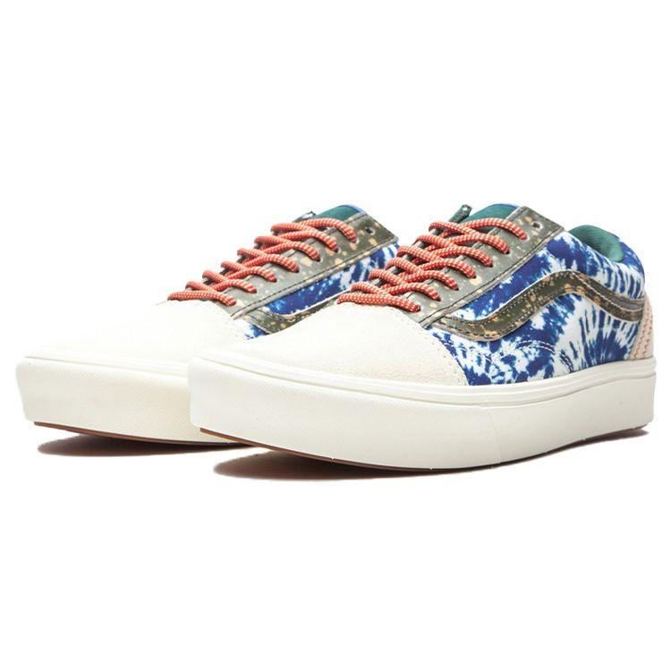 Vans Old Skool Comfycush Tie-Dye Comfortable Simple Casual Durable Breathable Non-Slip Low-Top Skate Shoes Unisex Sneakers White Blue VN0A3WMA1S1