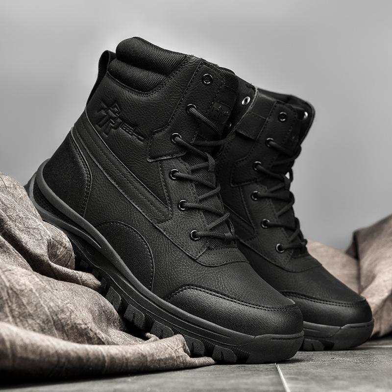 Mens Tactical Boots Fashion Casual High-Top Boots Outdoor Non Slip Hiking Boot Lace Up Desert Ankle Boots for Men Security Shoes