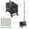 Wood Burning Stove with 5 Pipes Accessories, Large Firebox Heating Cooking Hot Tent Stove, Portable Stainless Steel Stove for Outdoor, Camping,