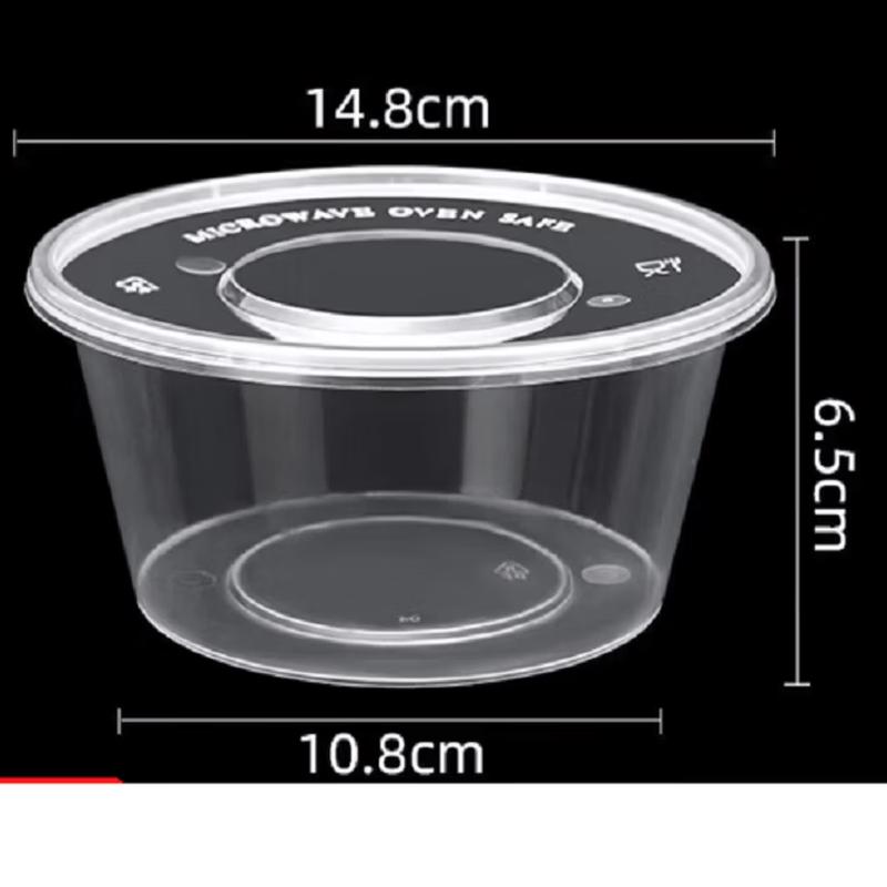 Thickened Disposable Transparent Round Food Containers with Lids