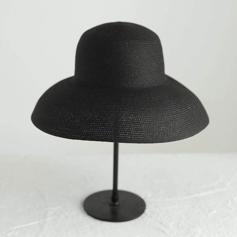 Straw Hat Women'S Summer Brim French Sunscreen Hepburn Wind Visor Beach Foldable Versatile Hat Women'S Bucket Hat