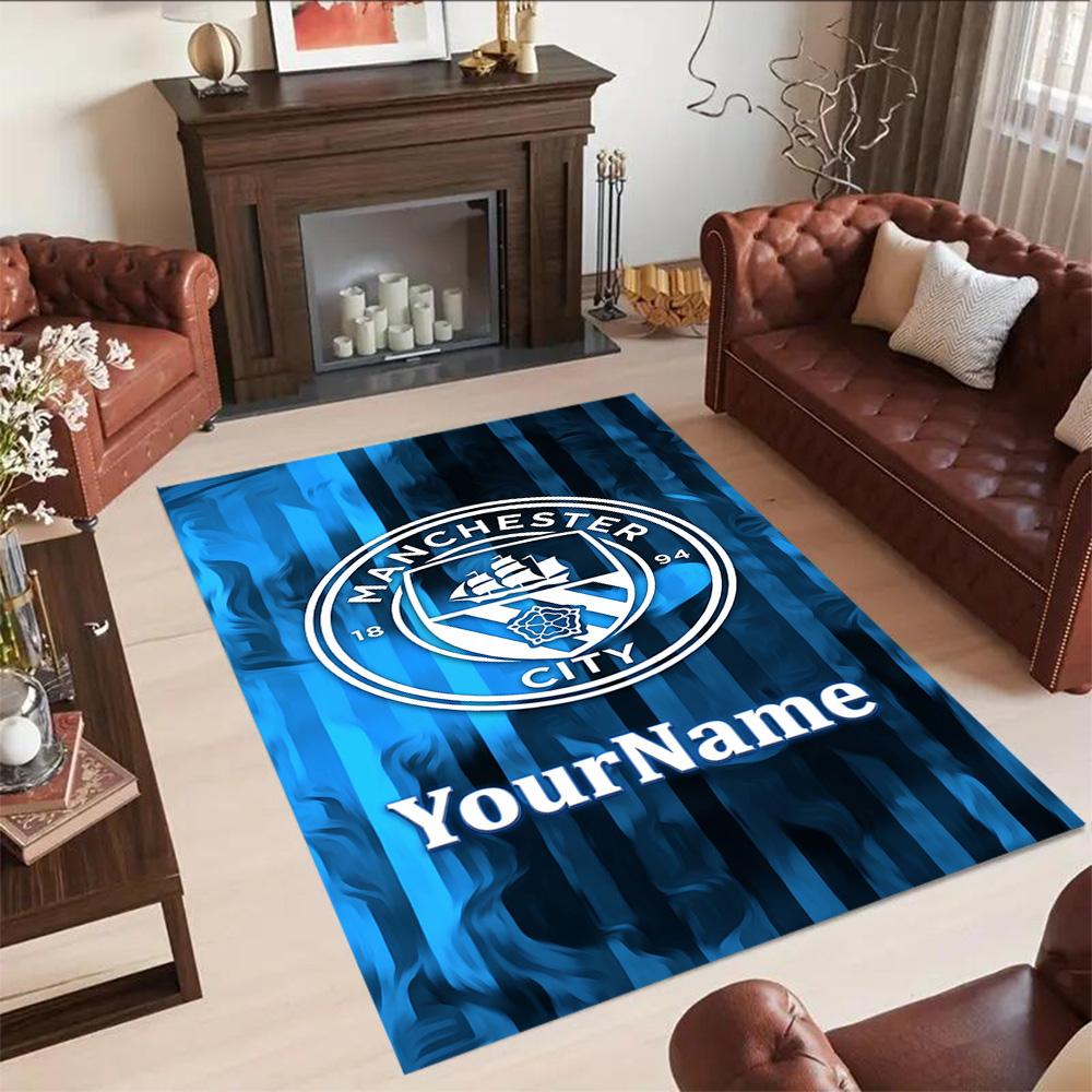 Manchester City Customize Text Area Rug Design for Game Room Dormitory Dining Room Kitchen Antislip Carpet Office home decor Gift for Festivals