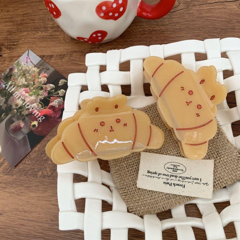 Korean Style French Crab Clip Coffee Acetic Acid Shark Clip Croissant Hair Claw Female